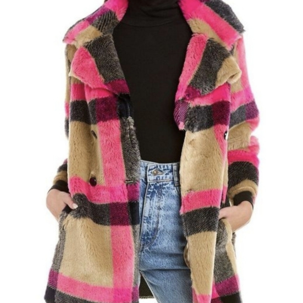 Anthropologie Vilagallo Hot Pink Teddy Coat - Picture 8 of 12